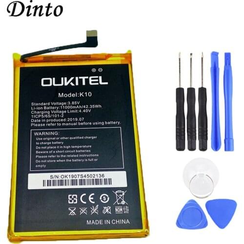 Dinto Original 11000mAh 3.85V High Capacity Replacement Oukitel K10 Mobile Phone Battery for Oukitel K10 Phone with Tools
