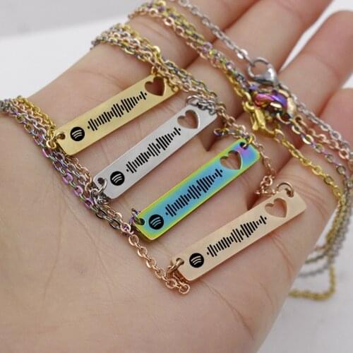 Spotify Scan Code Necklace 18inch Stainless Steel Necklaces Women Jewelry Chain 2021 Fashion Spotify Song Music Code Men Gift