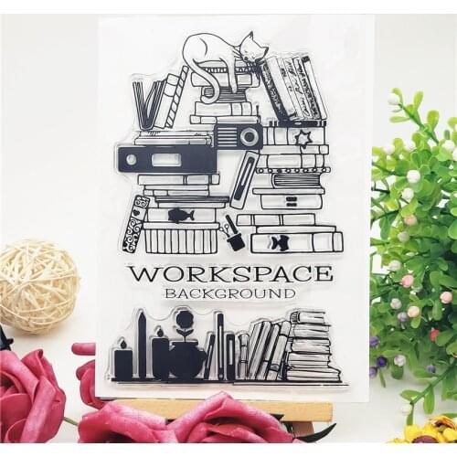 11*16CM Cat Bookshelf Transparent Clear Stamps / Silicone Seals Roller Stamp For DIY Scrapbooking Photo Album/Card Making