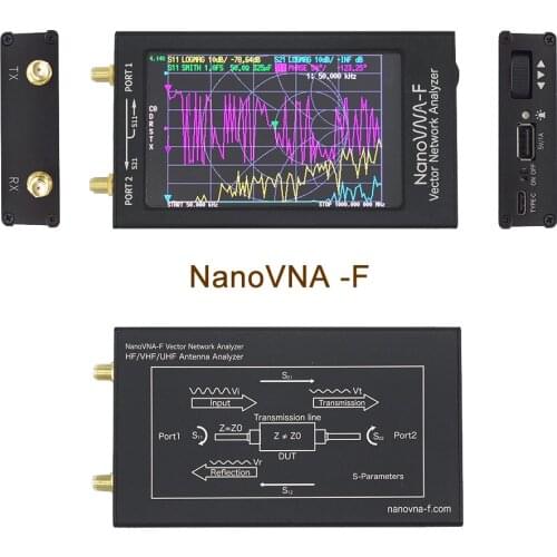 NanoVNA -F VNA Nano Portable Vector Network Analyzer SWR Meter 50KHz-1000MHz 4.3 Inch IPS TFT Digital Shortwave MF HF VHF