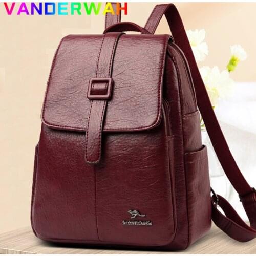 Casual Womens Soft Leather Backpack School for Girls Sac Bagpack Large Capacity Designer Travel Backpacks High Quality Bookbag