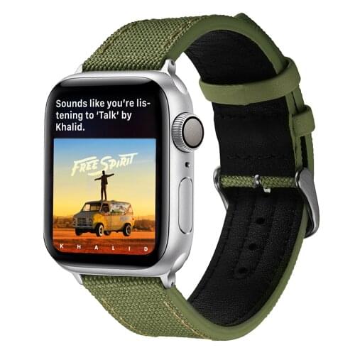 Canvas+leather strap for Apple watch band 44mm 40mm iWatch 42mm 38mm sports watchband for bracelet apple watch serie 6 5 4 3 SE