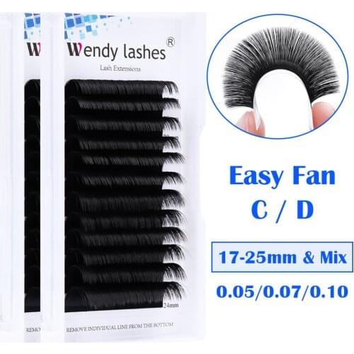 25mm Mink Lashes Easy Fan Eyelashes Extension Blooming Fans Lashes 12 Rows Makeup Supplies Russian Volume Fans Lash Extensions