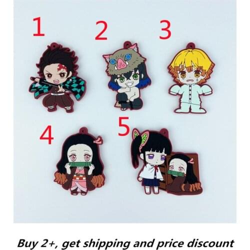 Demon Slayer Kimetsu No Yaiba rubber keychain Key Ring Race Straps cosplay