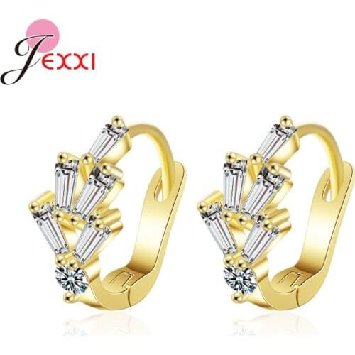 Luxury 925 Sterling Silver Simple Engagement Geometric Hoop Earrings For Women AAA Cubic Zirconia Birthday Gift Jewelry