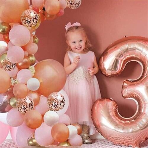 Rose Gold Balloon Garland Arch Kit Gold Confetti Latex Balloons for Baby Shower Wedding Birthday Anniversary Decorations can CSV