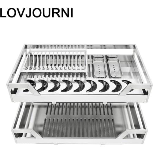 Cupboard Storage Dish Corredera Organizer Stainless Steel Cuisine Cocina Rack Kitchen Cabinet Cestas Para Organizar Basket