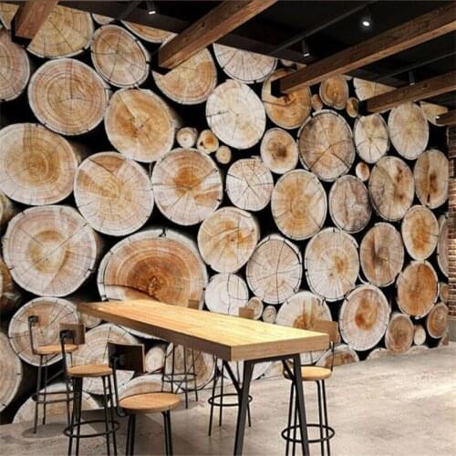 Wellyu Retro retro European-style wood logs mural mural background custom large mural green silk cloth wallpaper