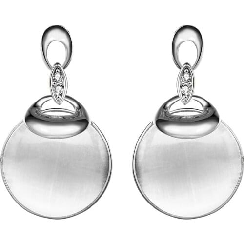 ZEMIOR Round Pendant Earrings For Women Czech Crystal Elegant White Drop Earring Fit Anniversary Gift Fashion Jewelry Hot Sale