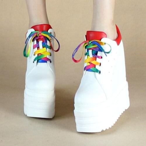 2021 spring new platform shoes thick soles 14CM super high heels waterproof platform slope heels womens short increase shoes