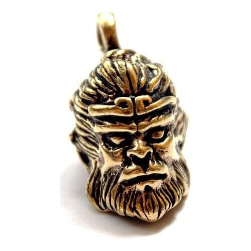 1PC Retro Brass Monkey King Sun Wukong Copper Lanyard Pendant Keychain Necklace Bracelet Creative Pendant DIY Accessories