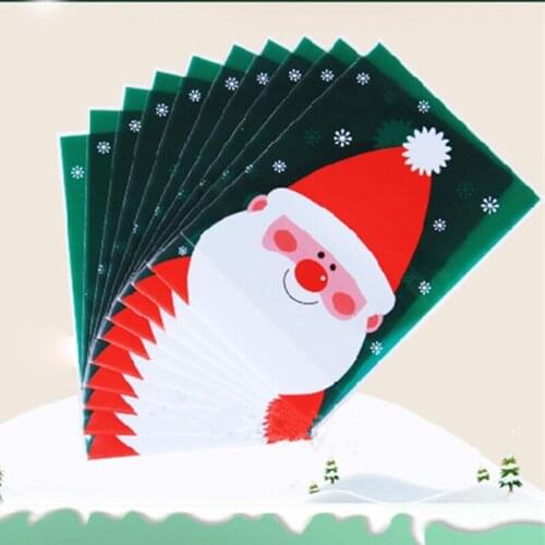 100Pcs / set Christmas Cookies Candy Bag Gift Bag DIY Self-adhesive OPP Bag for Christmas Party Candy Bag Home Decorations