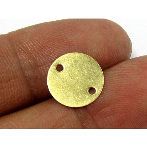 300pcs Brass pendant 12mm Raw brass round disc connectors charms with 2 holes R361