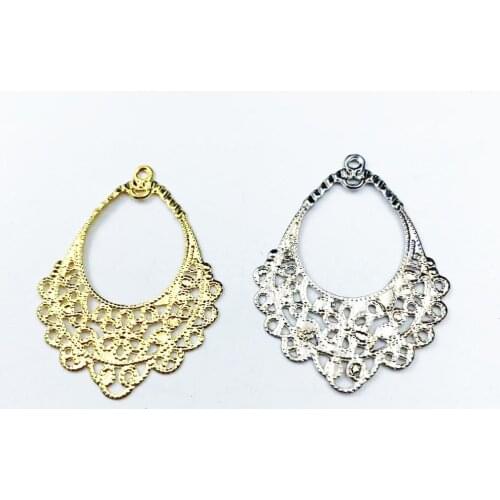 20Pcs 32x41mm Metal Crafts Filigree Flower Wraps Connectors Embellishments For earrings Diy Handicraft Home Decor