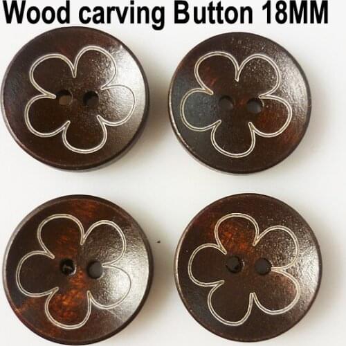 25PCS Deep Coffee Carving Flower Buttons Shirt Painting Wooden Clothes Accessory Craft Brand Button Round MCB-163