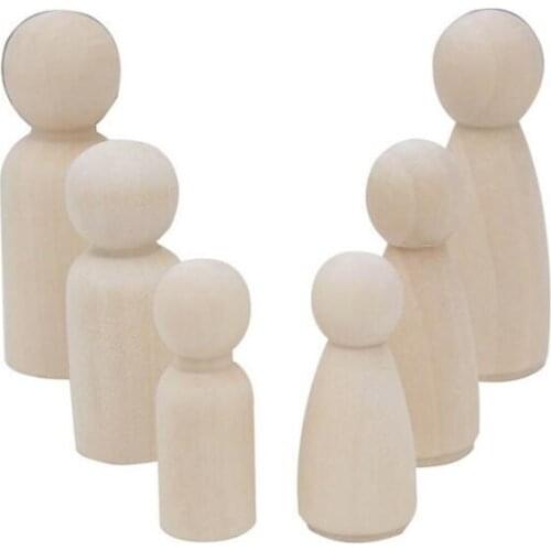 30 Pieces 43/55/65mm Solid Hard Wood People Unfinished Wooden Peg Dolls Wooden Tiny Doll Bodies Figures Wood DIY Accessories