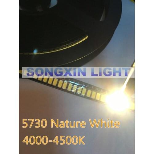 4000pcs 5630 SMD LED 5730 White/Nature white Low-Mid Power diodes 0.5W 45-60LM CCT:4000-4500K I(Ma):150MA CHIP Free shipping
