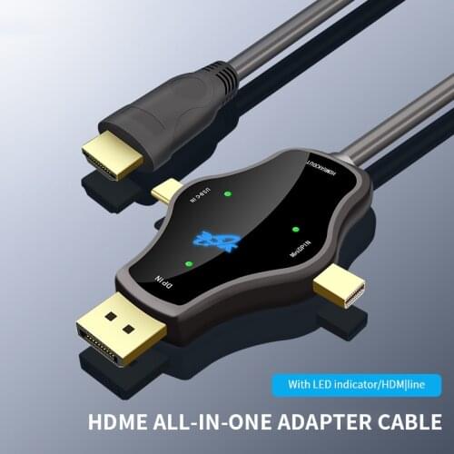 4K 2K 30HZ DP Type C Mini DP USB C To HDMI Adapter Displayport 3 in 1 Male To Male Laptop Phone Adapter 1.8M 3M 5M 8M Converter