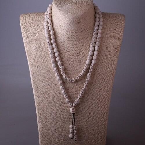 Free Shipping Bohemian Jewelry White and Calaite Skull Head Necklace For Women