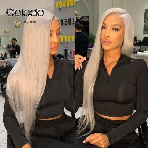 COLODO Ombre Purple Blue Colored Full Lace Wigs Pre Plucked Body Wave Bizilian Human Hair Wig With Baby Hair For Black Women
