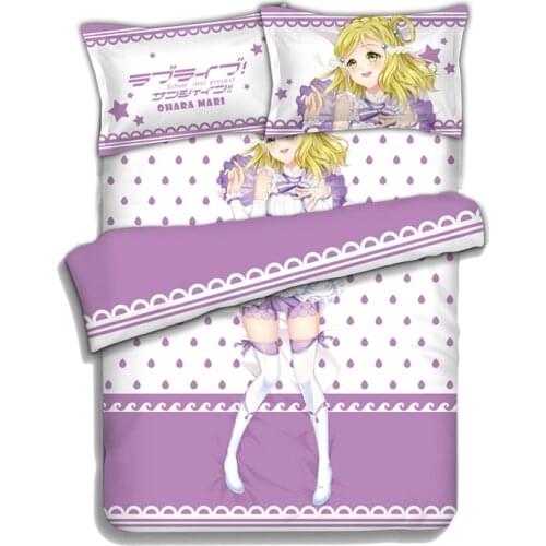 Dakimakura Anime 3D Full Print Cartoon Bed Sheet/Duvet Cover/Two Pillowcases Set