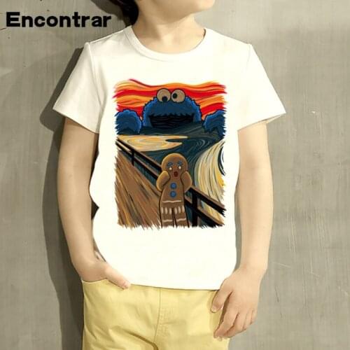 Kids Muncher Monster Cookie Design T Shirt Boys/Girls Great Casual Short Sleeve Tops Children T-Shirt,HKP2035