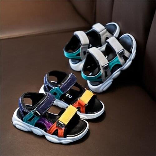 Childrens sandals summer 2021 new boys' fashion color matching beach shoes baby girls' Non Slip soft sole sandals