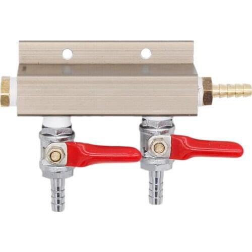 CO2 Distributor 2 Way w/ 1/4" barb shutoff Lead Free