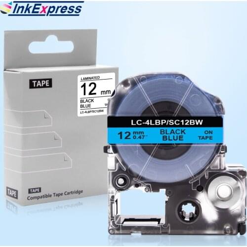 For Epson SC12BW Labels King Jim LC-4LBP Label Tape Black on Blue Labeling Tape 12mm For Epson LW-300 LW-C410 LW-400 Label Maker