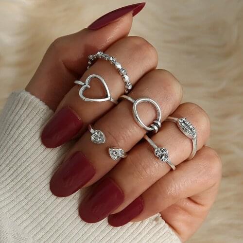 Geometric Silver Plated Heart Lips Rings Woman 2021 New Trend Bohemia Wedding Jewelry Charm Minimalist Harajuku Hand Accessories