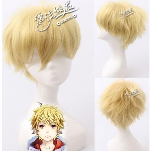 Anime Noragami Yukine Yellow Short Wig Cosplay Costume Men Heat Resistant Synthetic Hair Halloween Party Role Play Wigs
