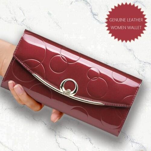 Diamond Genuine Leather Wallet Women Luxury Designer Patent leather Wallets Female Clutch Ladies 3 Fold Long Hasp Fashion Wallet
