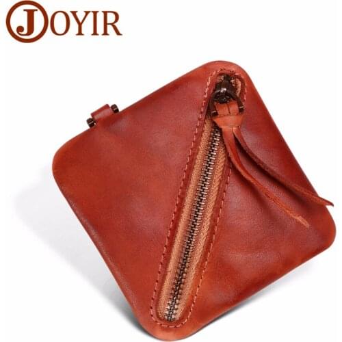 JOYIR Genuine Leather Coin Purses Wallets for Men Women Small Mini Slim Coin Bag Men Fahion Zipper Wallet Change Purse Money Bag