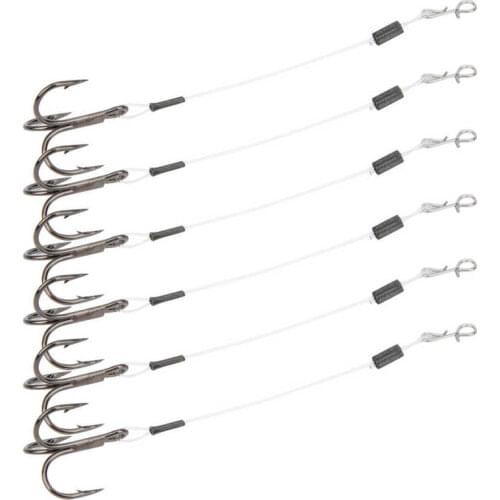 6PCS Pike Jig Head Hooks Sea Fishing Hook Jigging Hook 10cm Fishing Line Hook Treble Stinger Soft Bait for Lure Fishing