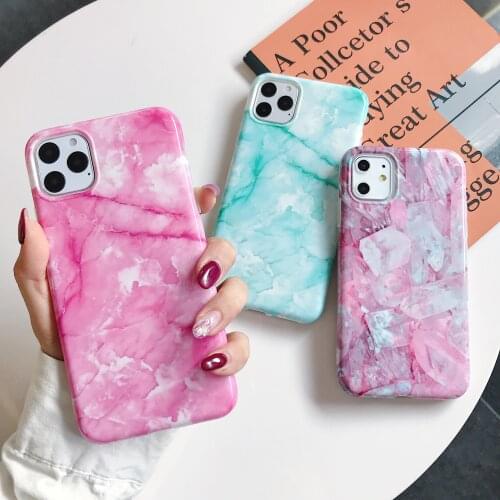 Fashion Pink blue Marble silicone soft case For iphone 12 Mini 11 Pro XS MAX X XR 6 6s 7 8 plus SE 2020 protective cover capa