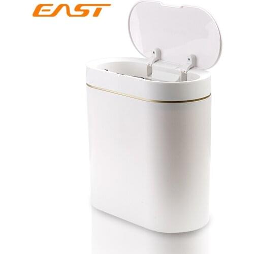 Smart Sensor Trash Can East Intelligent induction Motion Sensor Kitchen Trash Can 8L Waterproof Narrow Seam Sensor Bin White