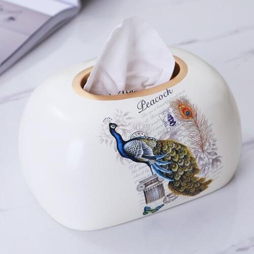 Nordic Ceramic Tissue Box Dry and Wet Tissue Box Storage Rack Dressing Table Decoration Napkin Organizer Home Crafts Decoration