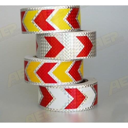 New Highlight Red/White/Yellow Laser Arrow Reflective Tape Stickers Car Safety Warning Tape Bumpers Reflective Film Accessories