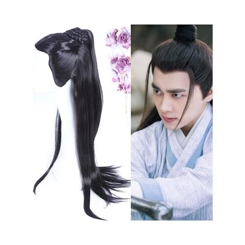 34 Designs Ancient Chinese Sword Men or Scholars Prince Long Hair Wig for TV Play or Stage Performance False Hair Wig Cosplay