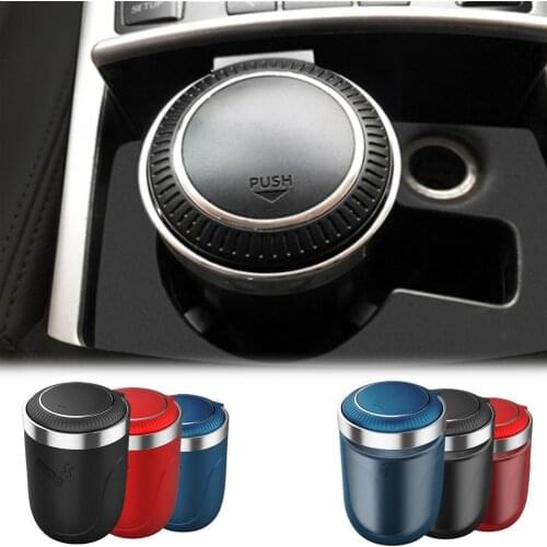 Car Ashtray With LED Light Push Type Interior Decoration Creative Multi-functional Auto Vehicle Cigarette Ashtray Accessories