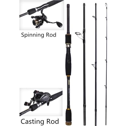 2.1m/2.4m/2.7m 4 Section Carbon Fiber Lure Fishing Rod M Power Ultra Light Spinning Casting Fishing Pole