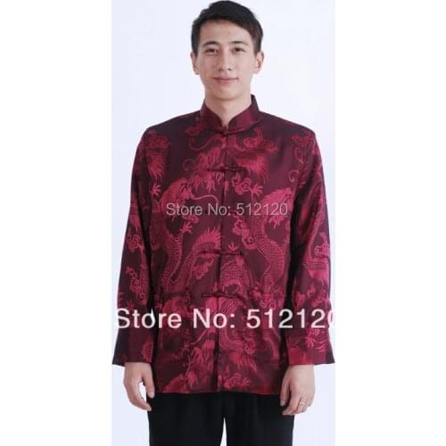 Shanghai Story chinese jacket for men chinese traditional clothing full dragon print jacket chinese traditional clothing Red