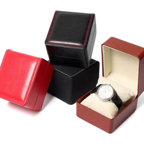 Jewelry Watch Box Bracelet Jewelry Watch Display Box Casual Pu Red Brown Matte Black with Pillow Cushion Gift Box New Products