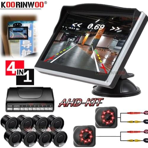 Koorinwoo Parktronic Video 8 Sensor Front + back Reverse Car Parking sensors Probes LCD Monitor Parking Assist beep Sounds Alarm