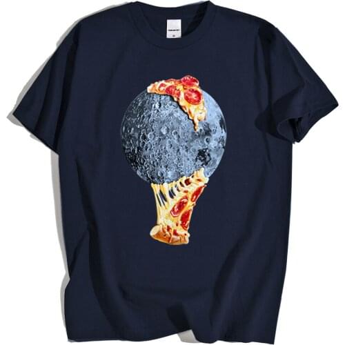 Creativity Print Planet Pizza Tshirts Men Summer Oversize Tee Clothes Crewneck Fashion Tshirts Loose Loose Tops Mens New