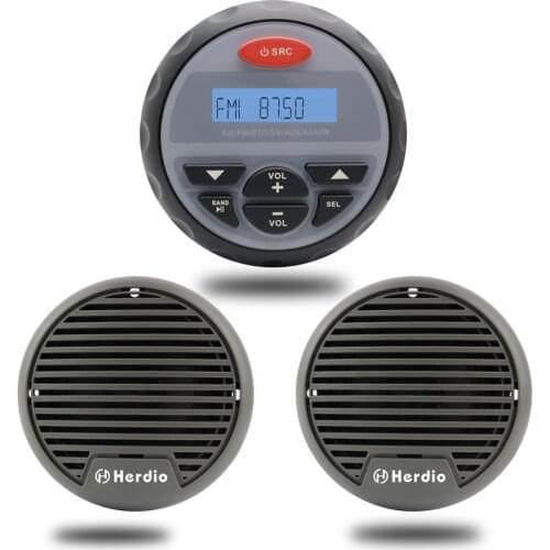Boat Stereo Waterproof Bluetooth Radio Marine Audio USB MP3 Player Sound System FM AM 3" Waterproof Speakers For ATV Motorcycle