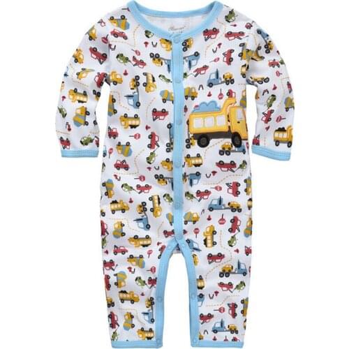 Y345 Long-legged long-sleeved Romper climbing clothes autumn childrens clothing baby boy a leotard truck printing pattern
