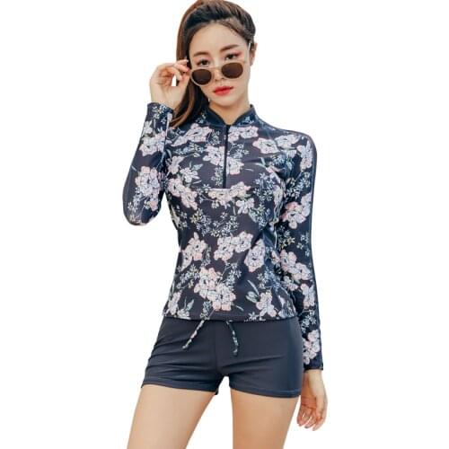 SANQi female swimsuit ladies split boxer hot spring conservative cover belly was thin sports spa swimwear swimming suit