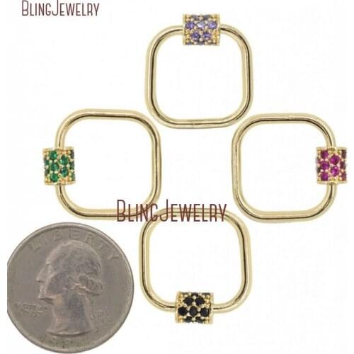 Gold LOCK Square Screw Clasp Lock Carabiner Pave Lock 20mm FC30040