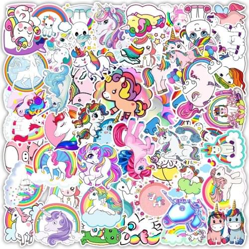 10/50PCS Anime Cartoon Unicorn Girl Kawaii Funny Toy Sticker Balance Car Decoration Cute Animal Boy Child Laptop Water Cup